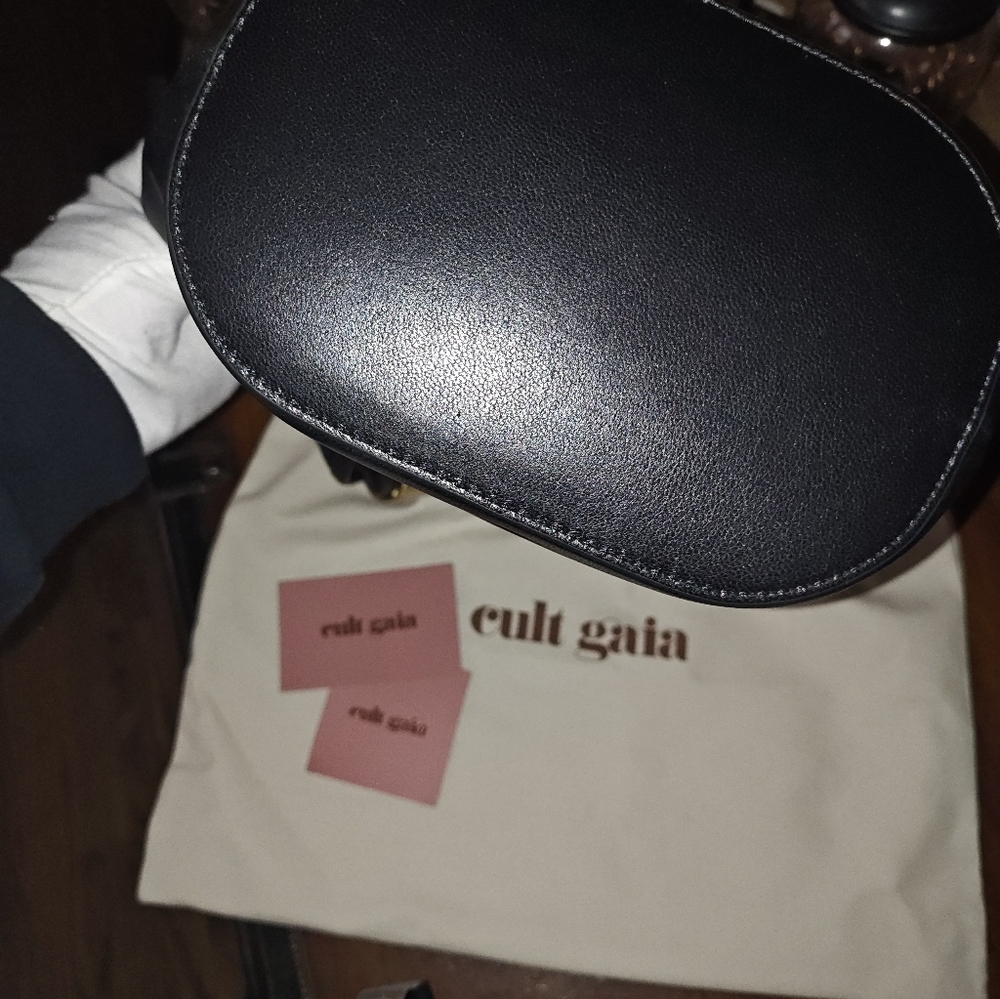 Cult Gaia Black Mini Hobo Bag with Gold Handle. - Picture 14 of 16